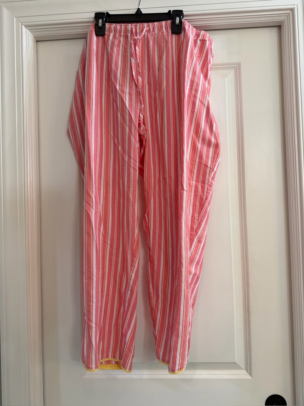 Coral  & White Striped Lounge Pants